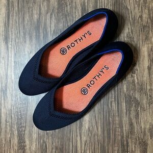 Rothys- Maritime Blue Lattice Stitch - Womans 7.5 Round Toe Ballet Flat